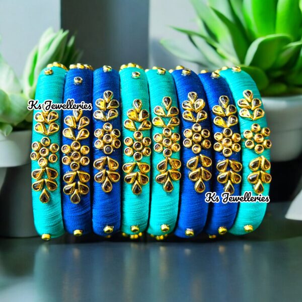 Handmade silk thread multi colour bangles
